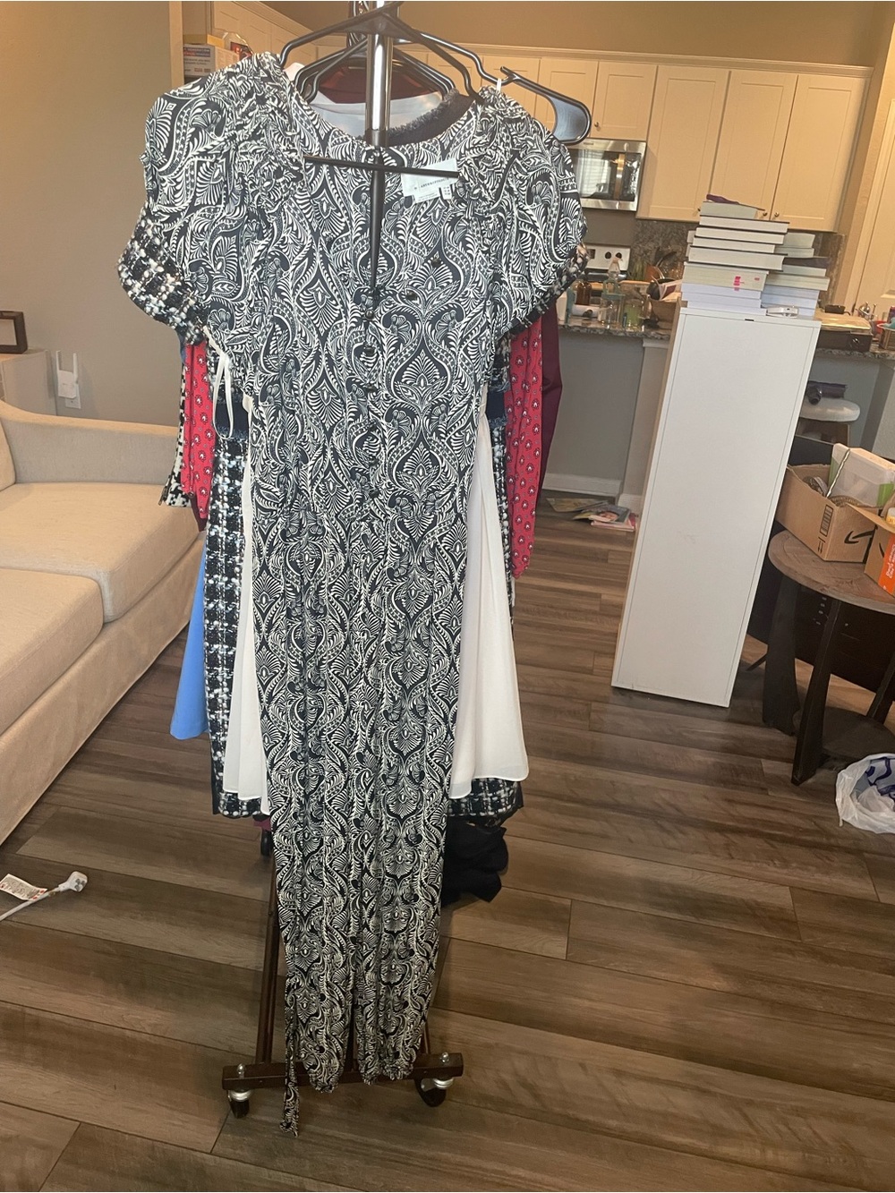 Anthropologie Black and White Paisley-Print Button-Down Shirt